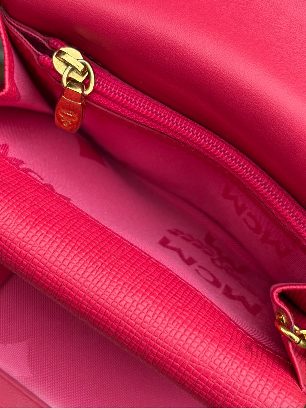 MCM Hot Pink Leather Trifold Wallet with Charms & Gold Hardware - Picture 15 of 16